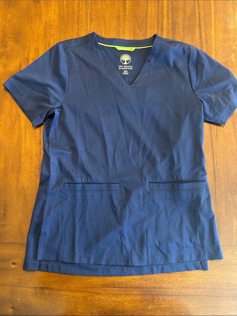 healing hands Navy V-Neck Medical Scrub Top